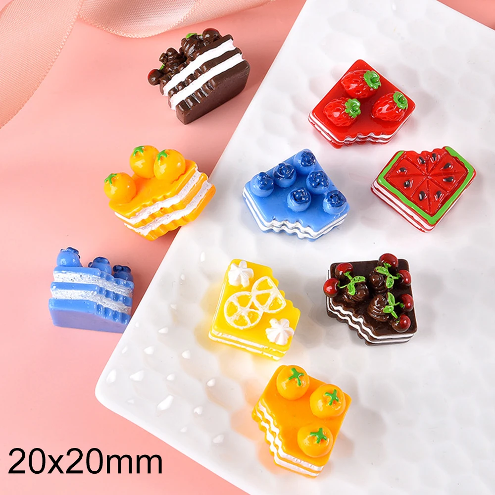 10PCS 20x20mm Fruitcake Series Resin Flat Back Cabochons For Hairpin Scrapbooking DIY Jewelry Craft Decoration Accessories