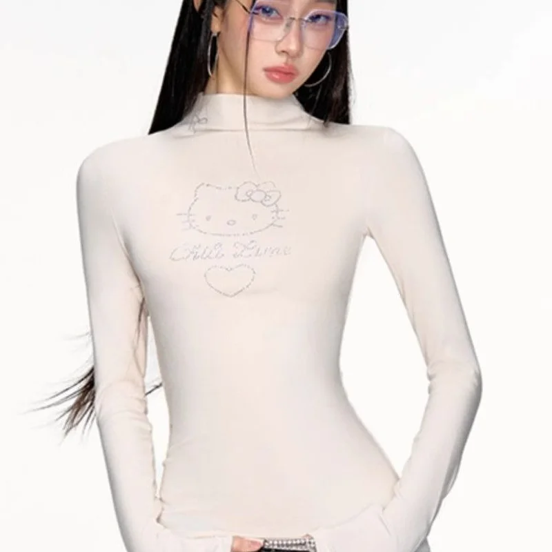 سانريو مرحبا كيتي فتاة هوديي Sweatsuit Kawaii أنيمي موضة عادية مقنع البلوز بأكمام طويلة الخريف البلوز نمط جديد