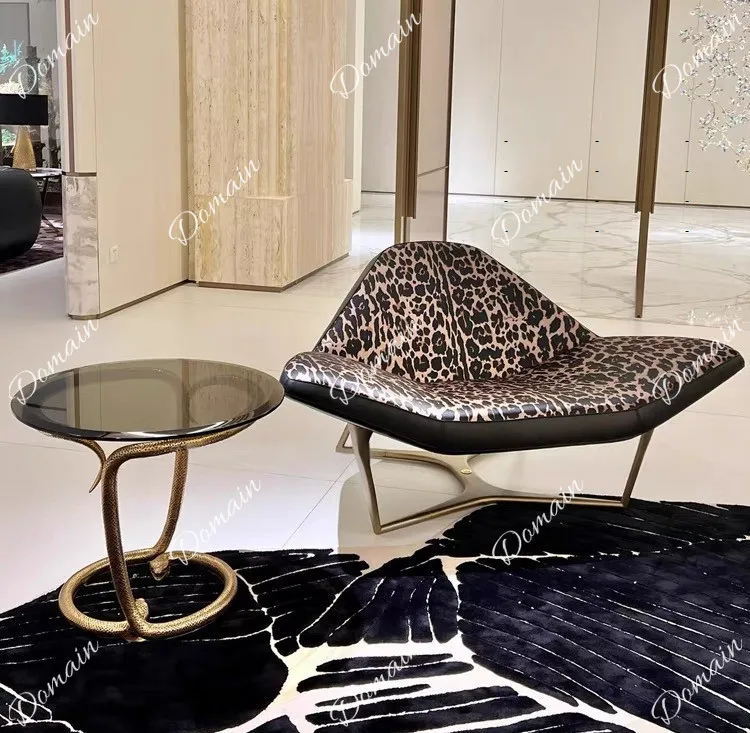 Italian light luxury modern home sofa chair villa living room leopard print wild single leisure chair