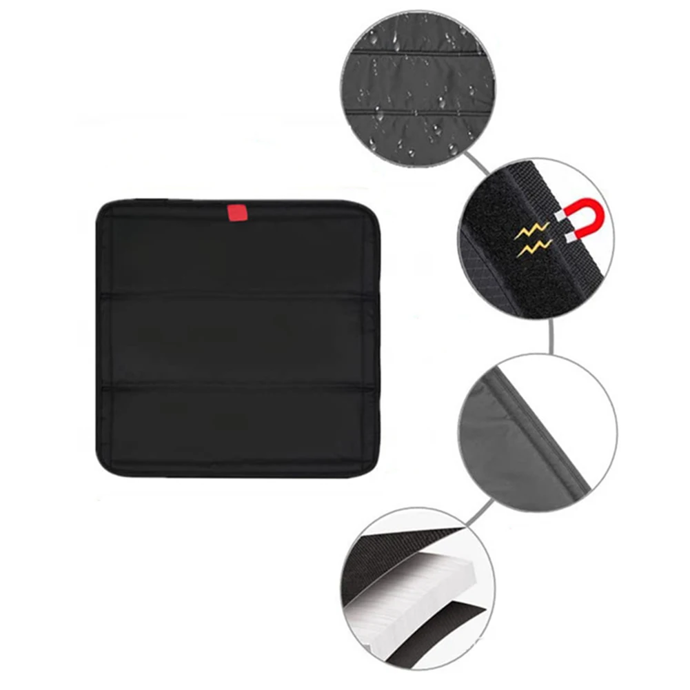 4 Layers Thickened Sunshade Shading Pad RV Skylight Sunshade Reflective Shading Pad 41*41cm Aluminum Film Black Foldable RV Roof