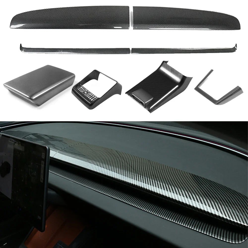 

BEVO Glossy Matte ABS Carbon Fiber Pattern Dashboard Panel for Tesla Model 3 Highland Armrest Cover Vent Center Console Sticker