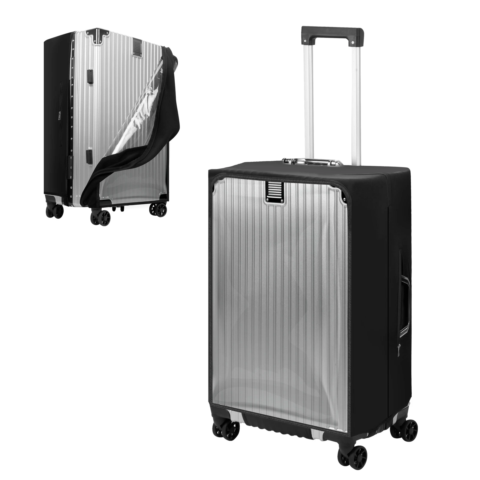 Transparent PVC protective cover, dustproof and waterproof suitcase, wear-resistant suitcase cover, zipper style luggage cover