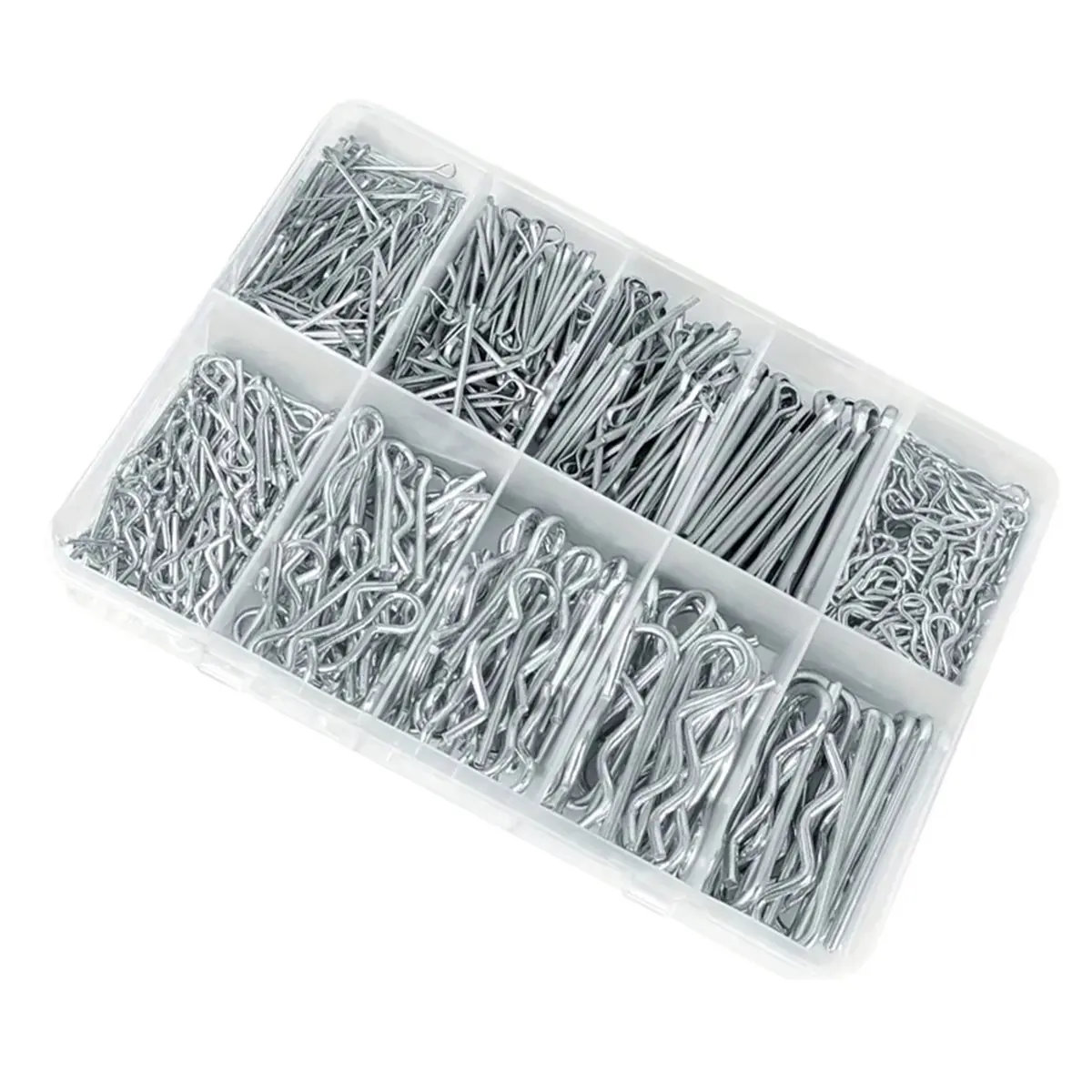 558Pcs Cotter Pin Assortment Kit, Galvanized Steel Cotter Pin Hook Fastener Accessories Kit Multi-Size Cotter Pin R Clip