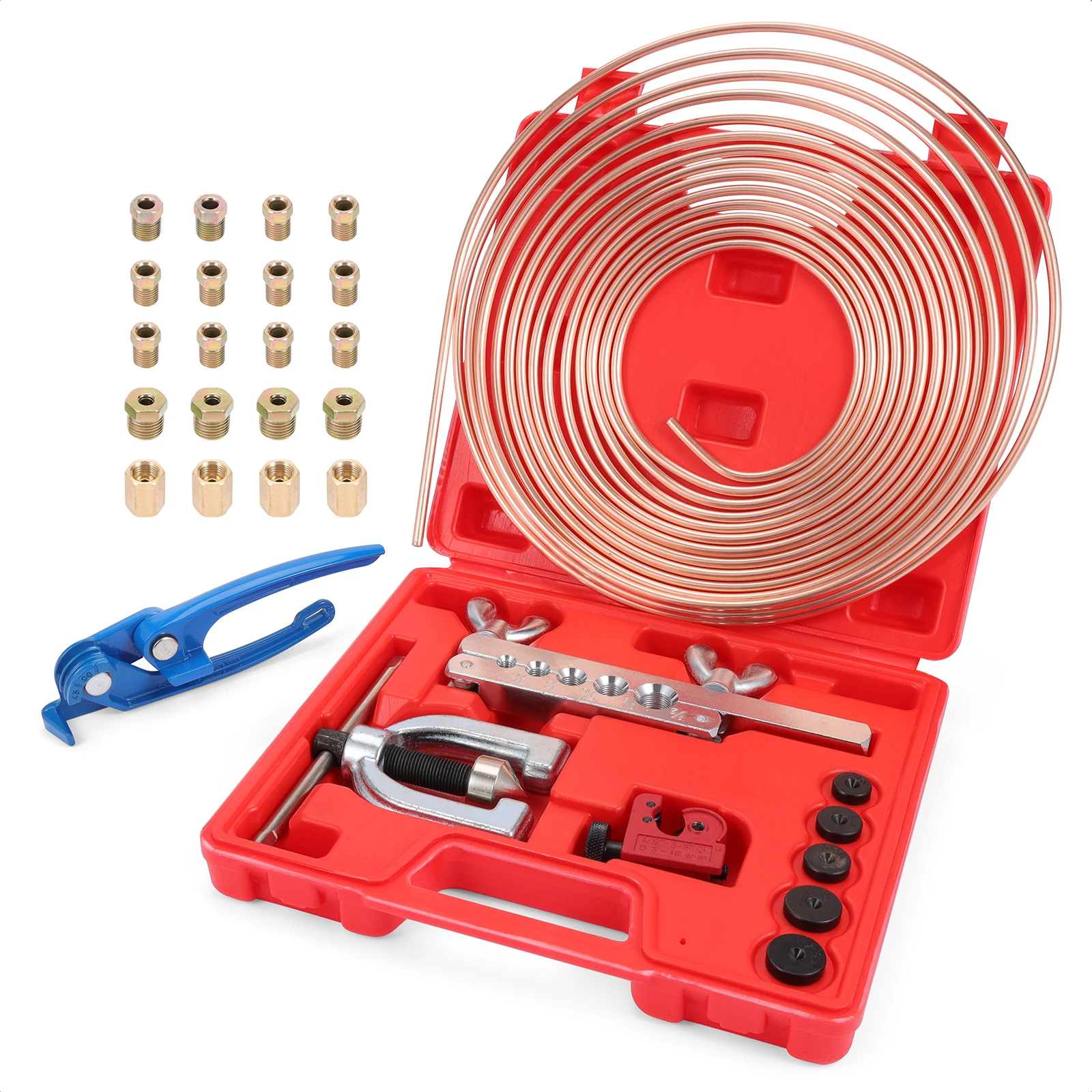 

25FT 3/16 Copper Pipe Flaring Tool with Tube Bender Brake Line Pipe Repair Kit