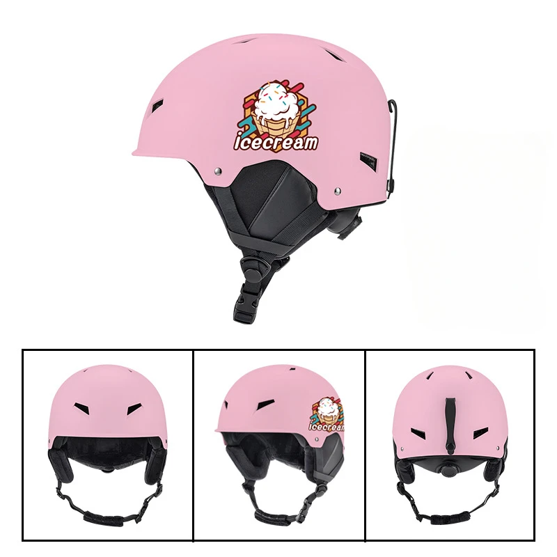 New Winter Snow Sports Skiing Helmet Cartoon Pattern Adult Men Womemn Snow Helmet Warm Adjustable Head Protection