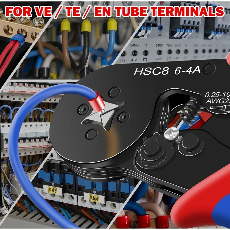 23-7AWG Selbstjustierender Ferrulen-Crimpzangen-Satz, HSC8 6-4A Zange mit 1200 Stück Kabelklemmen für Elektroreparaturen – Detail 7