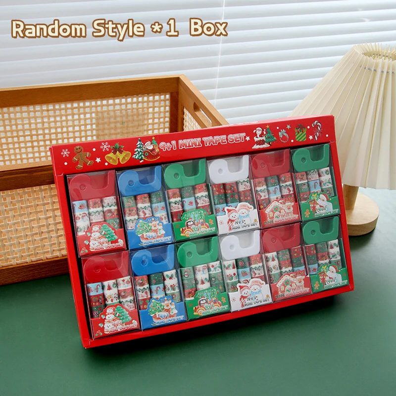 1 กล่องคริสต์มาส Washi เทป DIY Scrapbooking Journal บัญชีมือสติกเกอร์เครื่องเขียนของเล่นเด็กคริสต์มาสของขวัญ