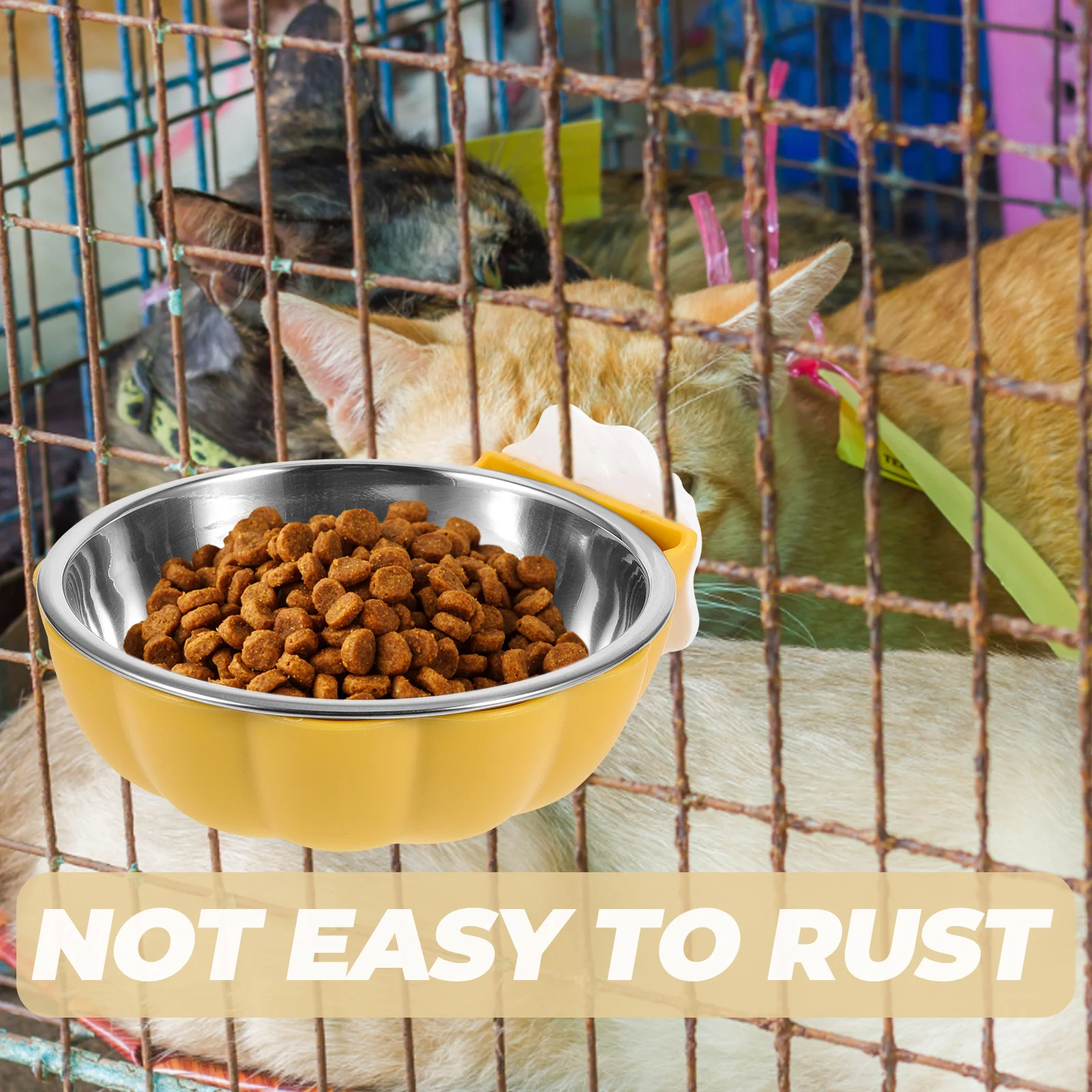 

Double Use Pet Feeder Bowl Stainless Steel Detachable Design for Dog Cat Rabbit Cage Crate Hanging Water Food Bowl