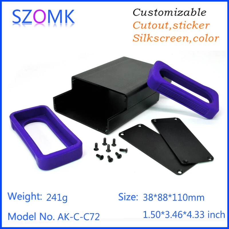 1Piece 38*88*110mm aluminum extruded enclosure case with rubber rings szomk pcb aluminum housing for GPS tracker project box