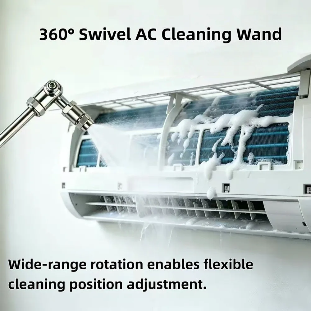 Quick Connect AC Cleaning Wand 1/4 inch Inlet 360 Degree Rotating Joint and Optimized 25 Degree Fan Nozzle Design