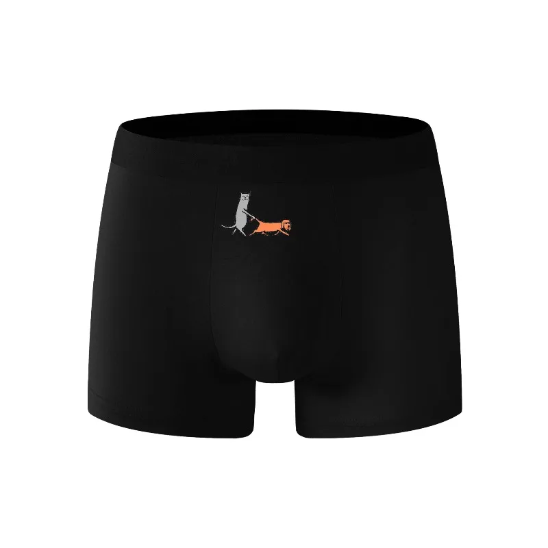 2025年夏新作メンズ下着 快適シンプル 猫と犬柄 ぴったりフィット ボクサーショーツ 速乾性