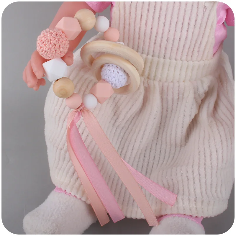 ABCPICK New Baby Products with Colorful Ribbons Wristbands Teething Glue Creative Baby Silicone Beads Biting Glue, Grinding Toys