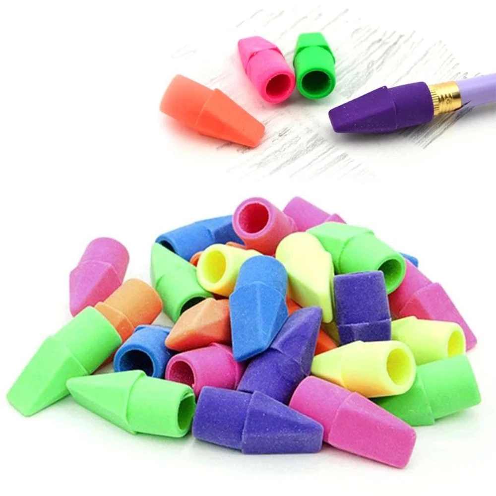 Borrachas Lápis Top Eraser Caps, Estudante Pintura Correção Suprimentos, Papelaria Toppers, 50 pcs