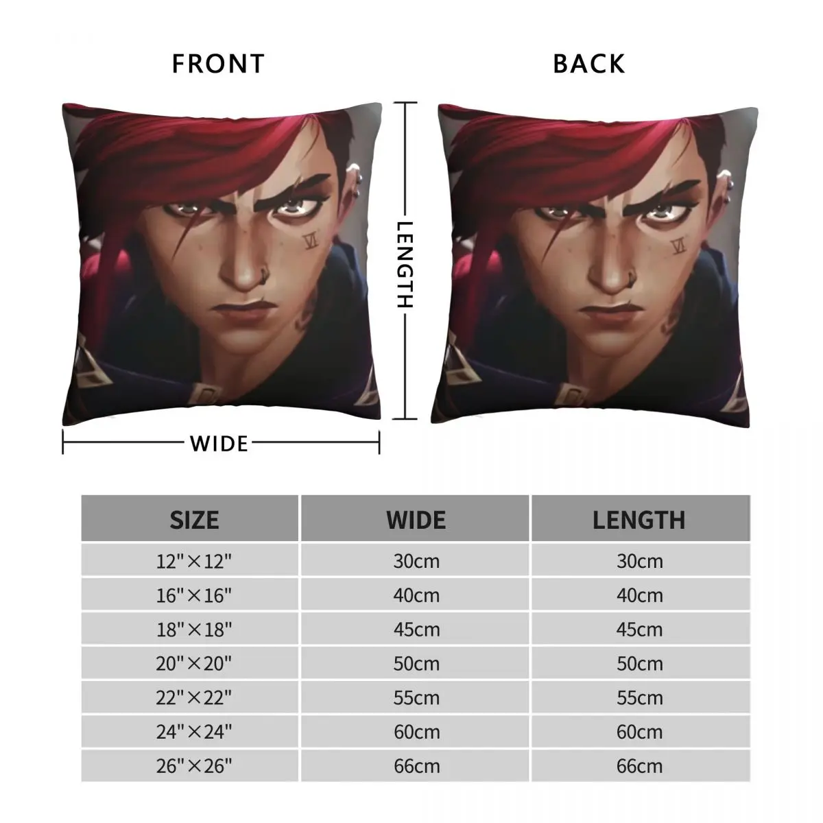 VI ARCANE League of Legends Pillowcase Polyester Linen Velvet Creative Zip Decor Pillow Case Sofa Cushion Case