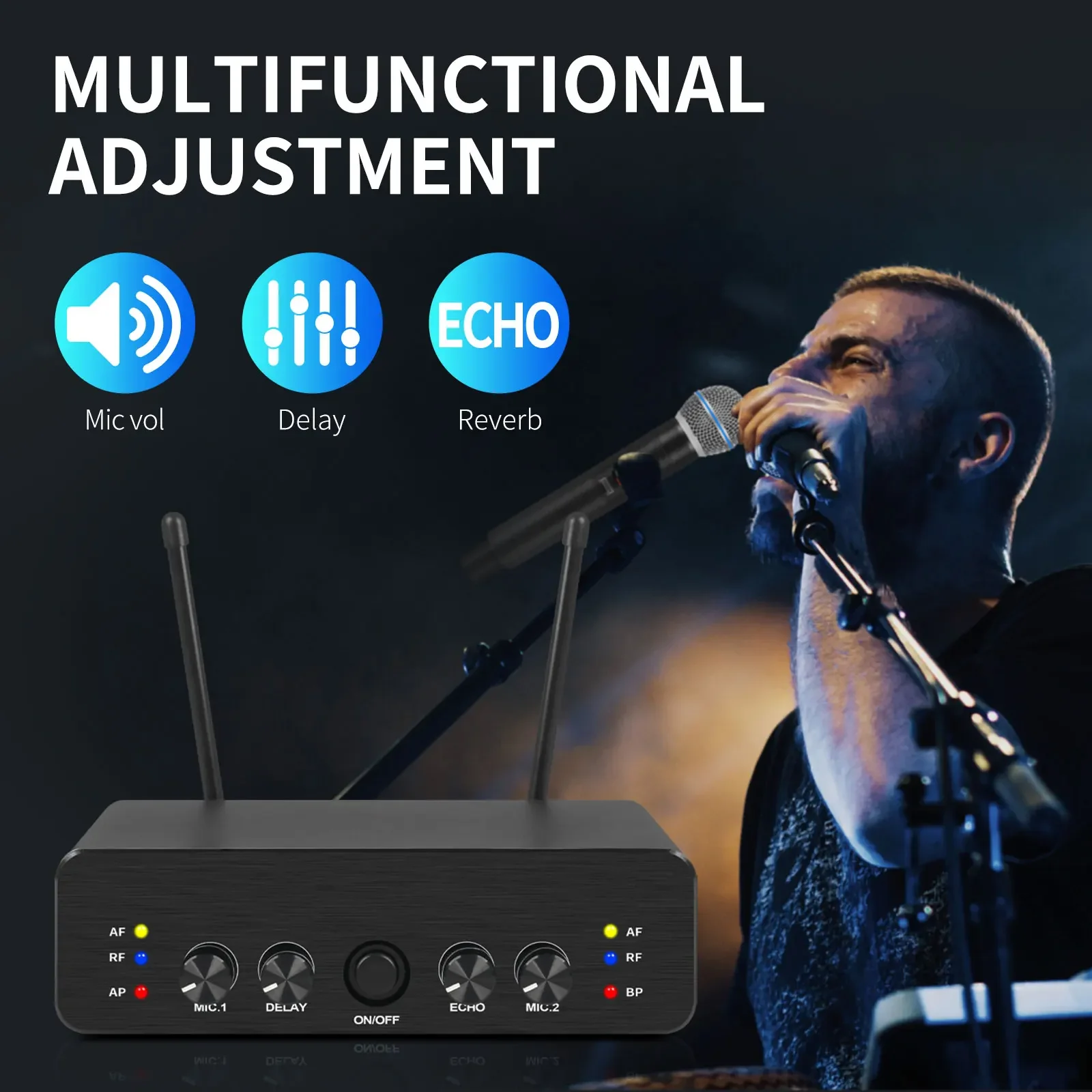 XTUGA GAW-P1 UHF Professional Wireless Microphone System Independent Dual Channel 2-Handheld For Home Karaoke Church Wedding