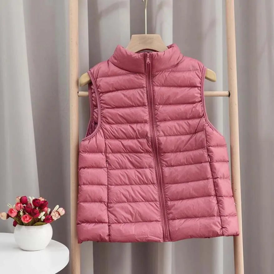 Autumn Winter Ultra-light Women Down Vest Jacket Sleeveless White Duck Down Warm Waistcoat Outerwear Coats for Woman Portable