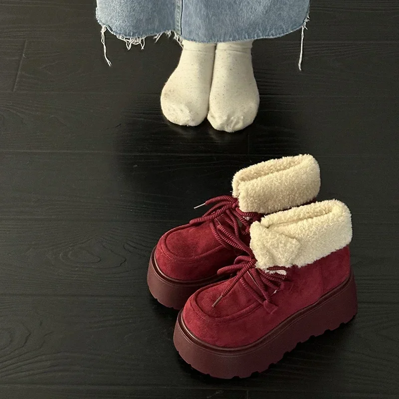 Winter Keep Warm Women Snow Boots Fashion Platform Flats Short Booties Designer Cotton Shoes Botas Mujer