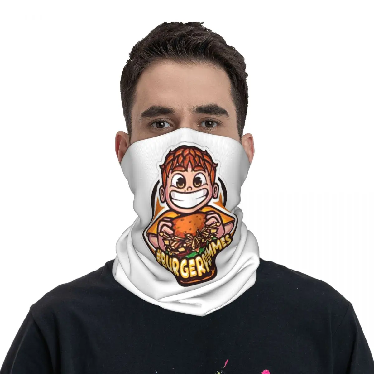 Men Burgerpommes Logo Bandana Accessories Neck Gaiter Printed Mask Scarf Multifunctional Face Mask For Outdoor Sports Windproof