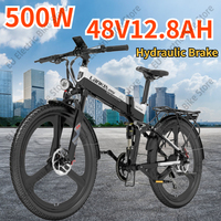 LANKELEISI XT750 E Bike 500W Motor 48V12.8AH Lithium Battery 27-Speed Mountain Electric Bicycle 26-In Tire Folding Electric Bike