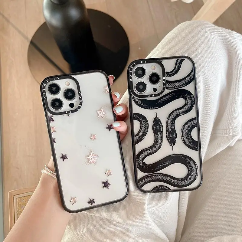 

Black Snake King Is Suitable for Apple iPhone 15 ProMax Mobile Phone Case 14pro Trendy Brand 13 Anti-fall Lucky Star Cover