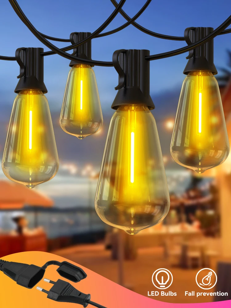 15M 20M 30M LED Girlande Licht String ST38 LED Lampe Outdoor IP44 Wasserdichte Hochzeit Lichter Weihnachten party Garten Dekor Lampe
