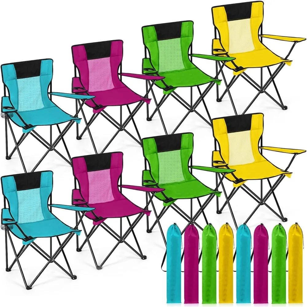 

Breathable Folding Camping Chair with Cupholder Carry Bag Regular Size Portable Lightweight Lawn Chair with Side Pocket Fishing