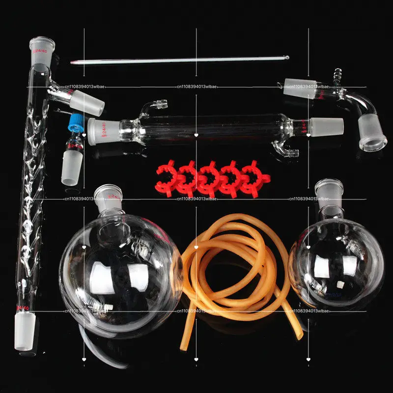 [13-Piece Set] 1000ml, 24/40, Glass Still, Laboratory Distillation Equipment, Chemical Glassware Set