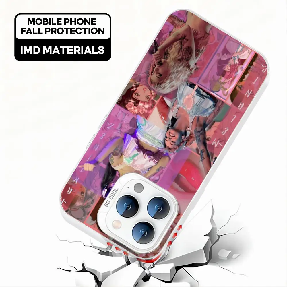 Girl Singer Melanie Martinez Phone Case White IMD Colorful Case Silver Suitable for iPhone 16 15 14 13 12 11 XS Pro Max