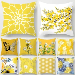 Modern Simple Yellow Flower Pillowcase Home Sofa  Lumbar   Cushion  Pillow