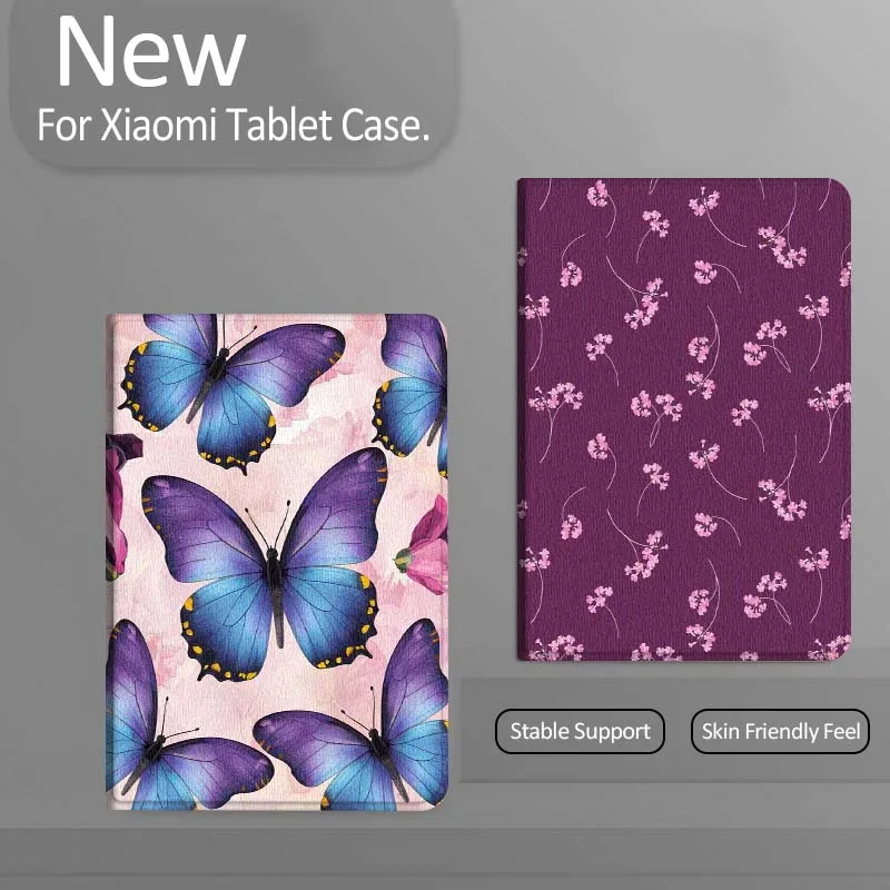 

Purple Floral Pattern Cloth Tablet Case For Xiaomi Redmi Mini Pad SE K 2 4 5 6 7 8 2023 2025 11 8.8 11.2 10.1 Pro Gift