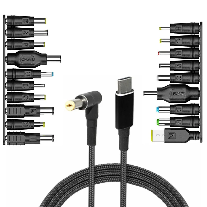 Uniwersalne końcówki adapterów zasilających Type-C na DC 100W 5A 65W 3A Zestaw adapterów 10/19 szt. — zdjęcie produktu 2