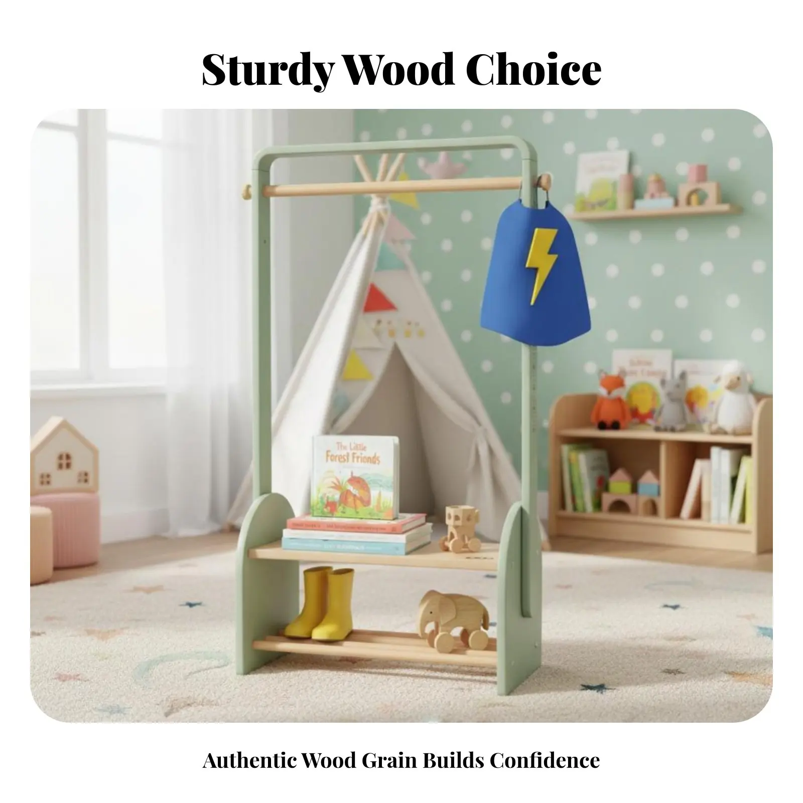 

children's Tree-Shaped Hanger Rack Floor-Standing Freestanding Garment Rack Space-Saving Design Easy Assembly for Entryway