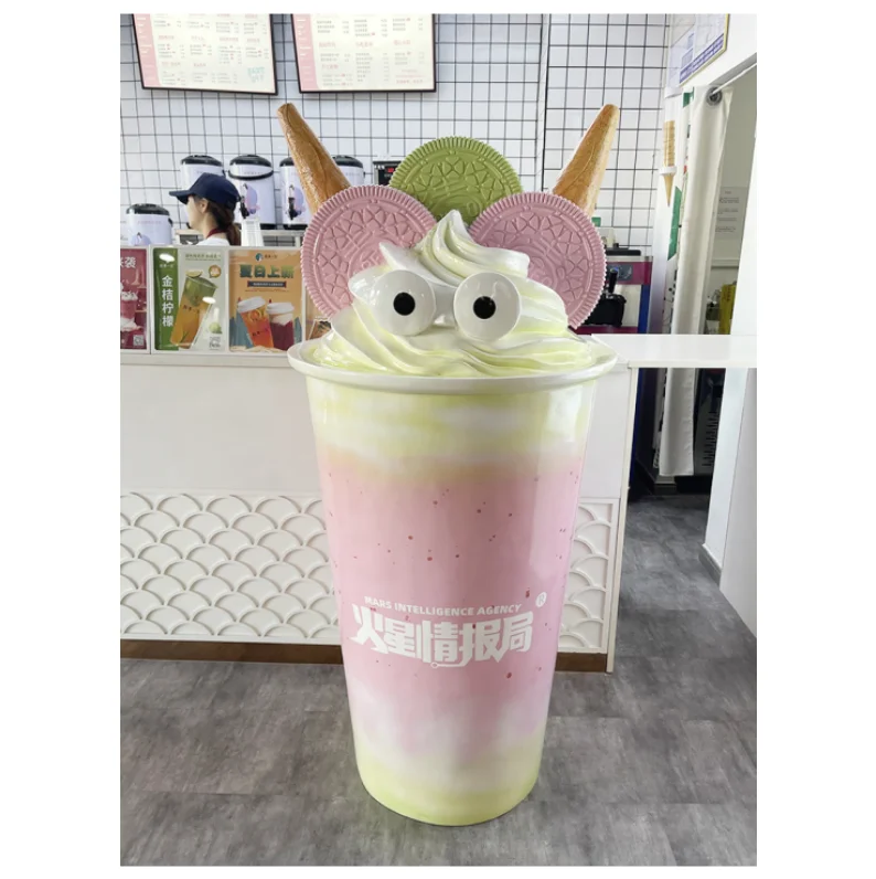 التخصيص الإبداعي سعر المصنع الألياف الزجاجية كوب الشاي بالحليب تمثال النحت متجر الحلوى الديكور في الهواء الطلق #3
