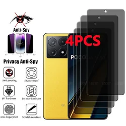 4Pcs For Xiaomi Poco X6 Pro Glass For Poco X6 Pro Screen Protector 9H HD Protective Anti-Spy Privacy Tempered Glass Poco X6 Pro