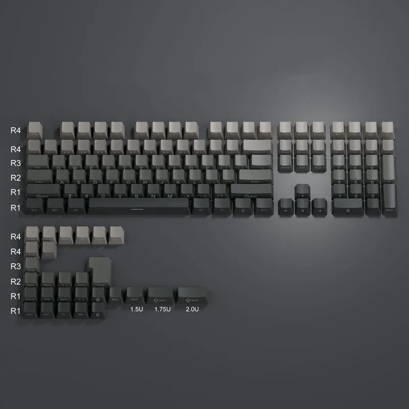 

Grey Gradient Keycaps 136 Keys OEM Profile Side Engraved PBT Material Backlit Doubleshot For 61/68/84/108 Mechanical Keyboard