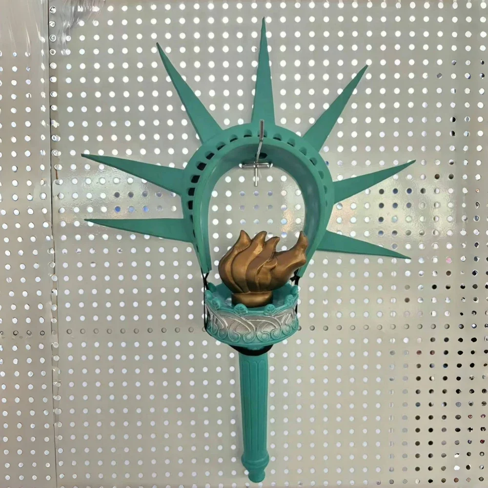 Halloween Statue of Liberty Headwear with Torch Cosplay Latex Mask Female Decorative Props Party Costumes Realistic Supplies