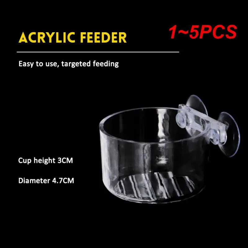 1~5PCS Prevent Food Floating Fish Tank Glass Feeding Cup Aquarium Decoration Clear Glass Feeder Moderate Openings Anti-spill