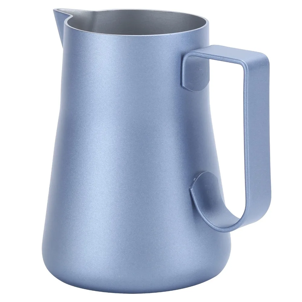 Stainless Steel Milk Frothing Pitcher Blue Green Coffee Making Cup Pointed Mouth 350ml Capacity Frothing Cup Coffee Making