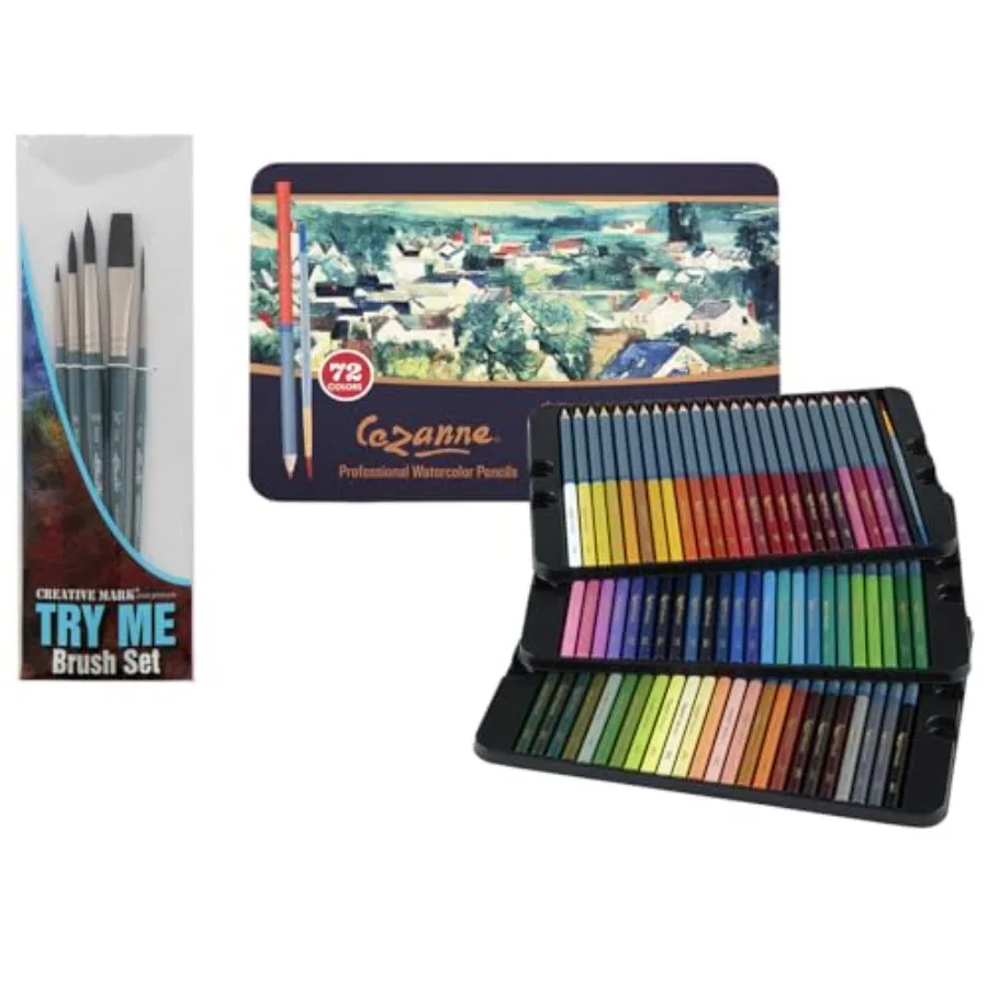 Juego de 72 lápices de acuarela con 5 pinceles de mango corto Mimik Synthetic Squirrel