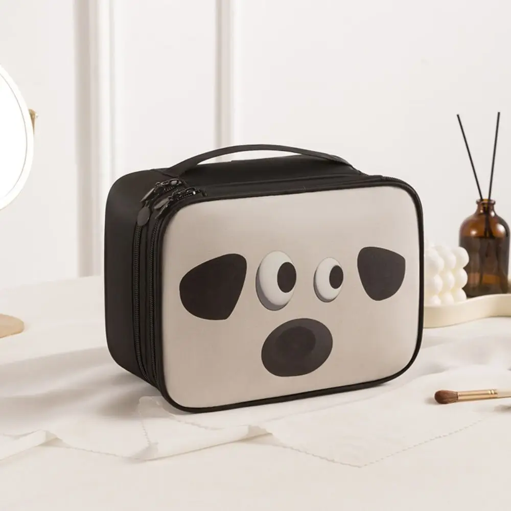 حقيبة مكياج بنمط الرسوم المتحركة بمقبض مريح، سعة كبيرة، طبقة واحدة/مزدوجة، حقيبة يد نسائية محمولة لمستحضرات التجميل