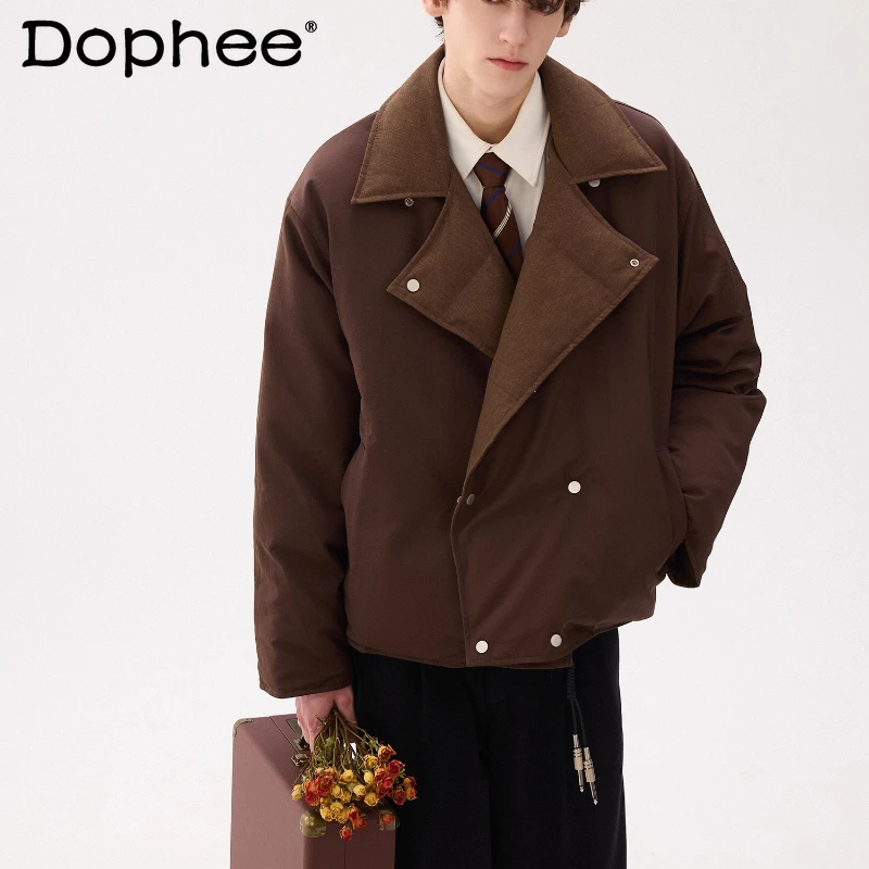 

Men's 2025 Winter New High-end Double-sided Wear Coats Male Handsome Motorcycle Collar Parkas Men's Stylish Long Sleeve Parkas