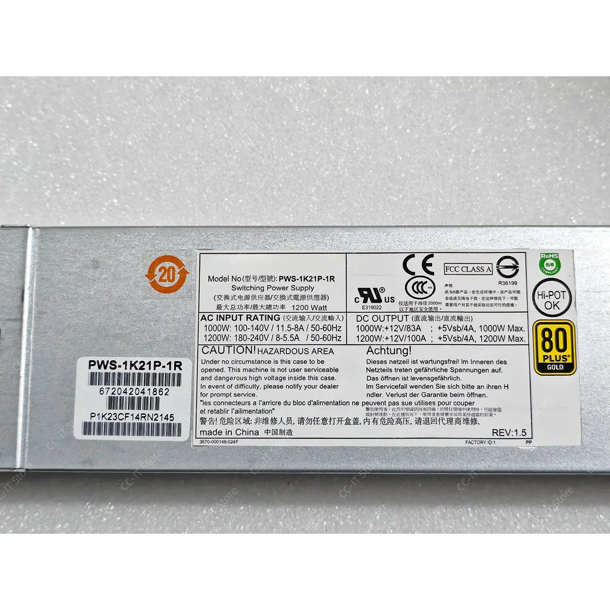PWS-1K21P-1R 672042041862 1200W Hot-swap Switching Power Supply PSU Module For CS300 Storage