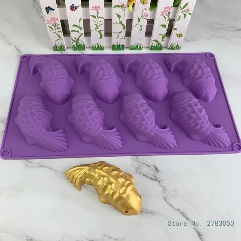 8 Holes/24 Holes Carp Shaped Mousse Moulds Baking Gadgets DIY Cake Clay Silicone Material Mold for Kitchen Baking