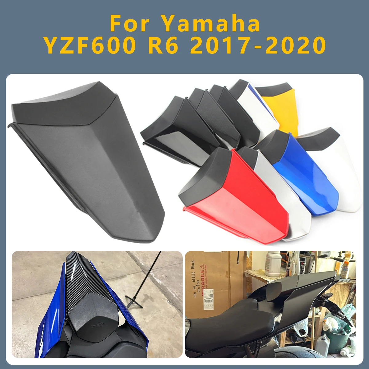 

For Yamaha YZF600 R6 600 2017-2020 Motorcycle Shock Absorption Rear Passenger Pillion Seat Cover Fairing Cowl YZF-600 YZFR6