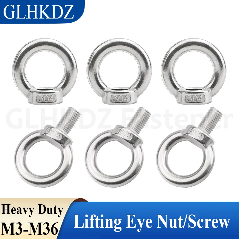 

M3-M36 304 Stainless Steel Lifting Eye Nuts/ Screw Ring Eyebolt Ring Hooking Nut Screws Lifting Eye Bolt Lifting Eye Nut