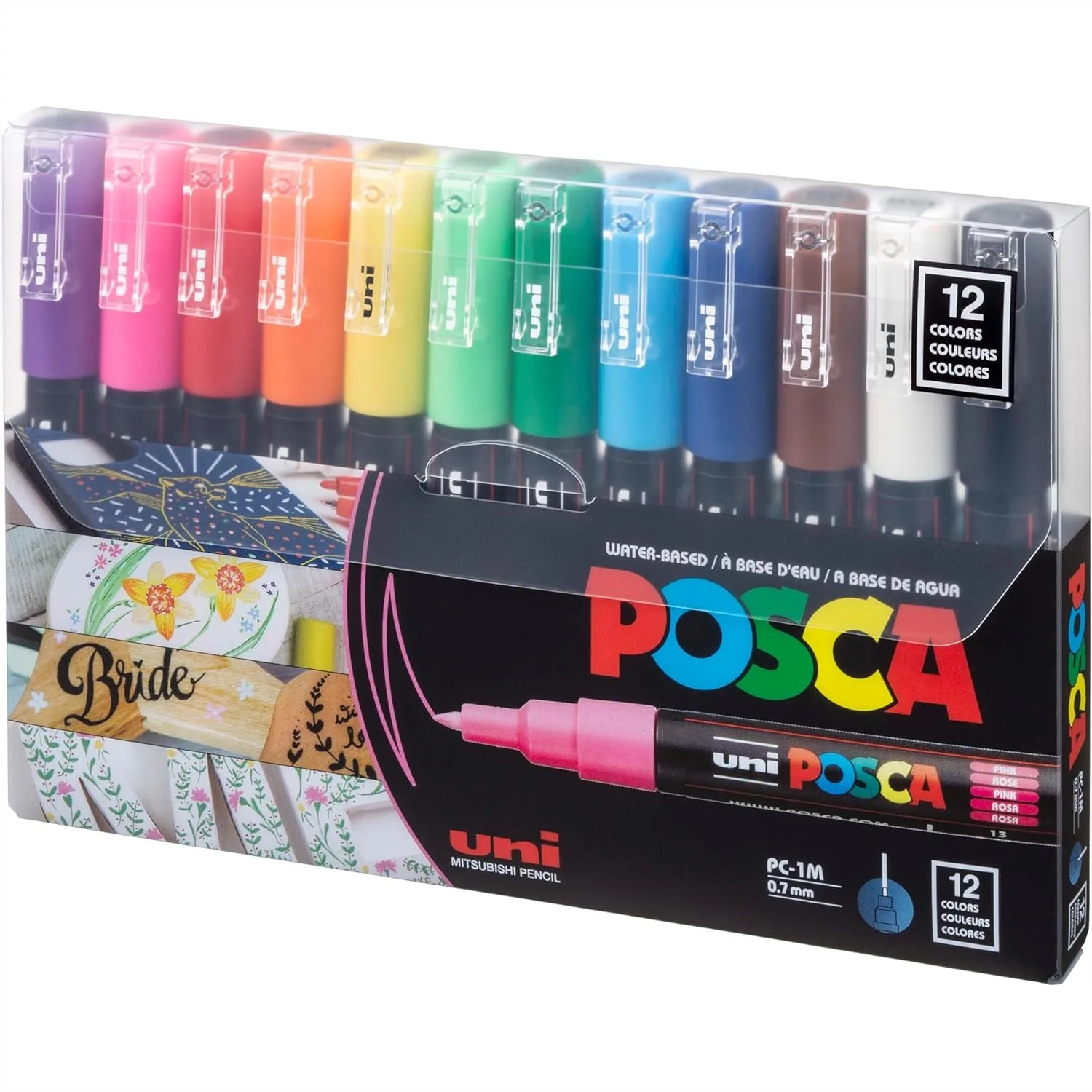 

Acrylic Paint Markers, Set of 12 Extra Fine Point Pens for Coloring on Fabric, Metal, Glass, Rocks, Wood, Canvas