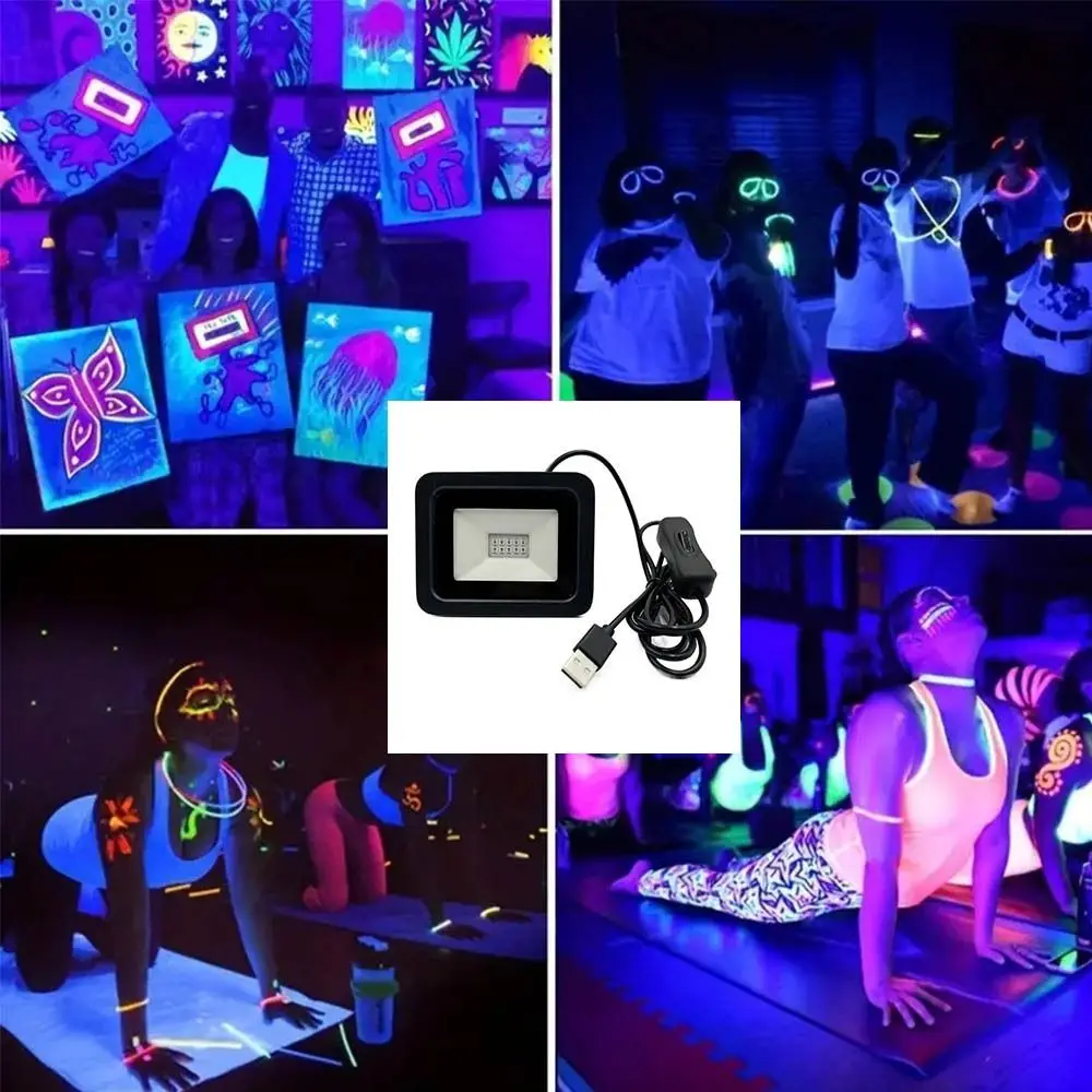 

Portable 5V USB UV LED Floodlight 10W High Power UVA Floodlight Handheld 395nm UV Fluorescent Light Home Living Room