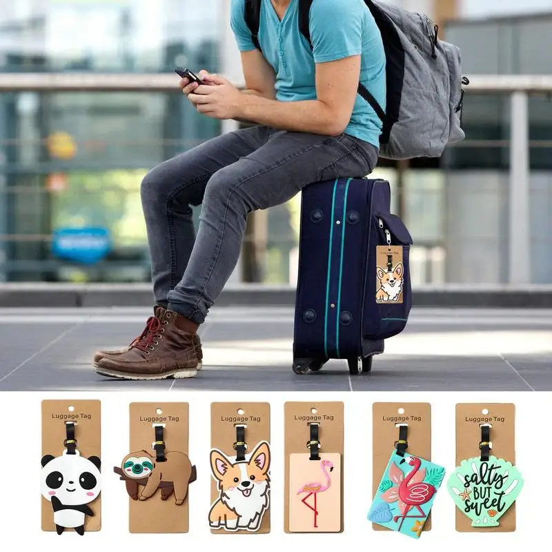 Cartoon Luggage Tag Travel Bag Labels Suitcase Tags Cute Cartoon Character Name Luggage ID Tags Animal Design Baggage Travel