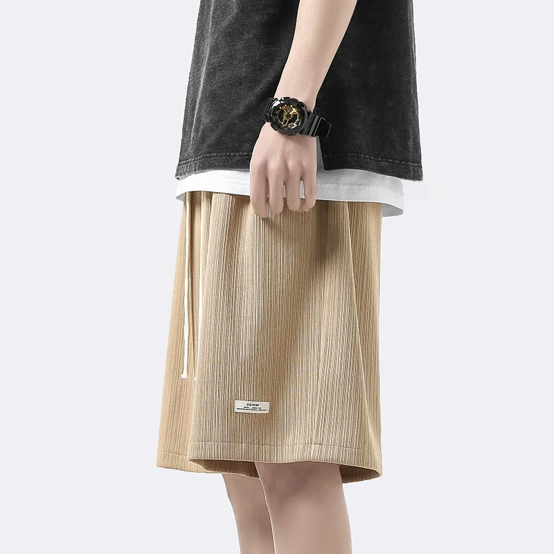 

Мужские летние шорты из ледяного шелка: тонкие, широкие, повседневные, свободного кроя, спортивные, прямого силуэта, баскетбольные брюки, легкие, с охлаждающим эффектом