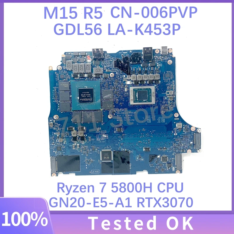 

GDL56 LA-K453P CN-006PVP 006PVP 06PVP для ноутбука DELL M15 R5, материнская плата с процессором Ryzen 7 5800H GN20-E5-A1 RTX3070, 100% протестировано, ОК